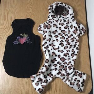 Bundle 2 Doggie Animal Print Hoodie Outfit & Heart w/Wings Stretchy Shirt Small
